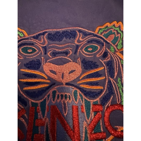 Kenzo Paris Tiger Embroidered Pullover Sweatshirt Black Gold Tiger Red Print XL - Picture 3 of 11